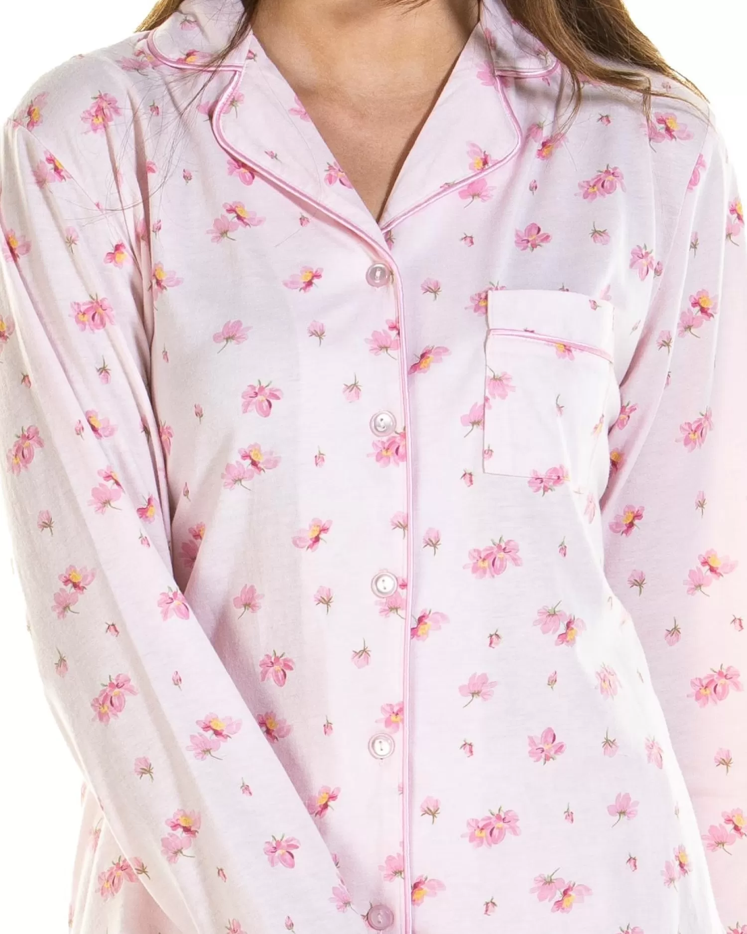 La Marquise Pyjamas | Pink Blush Jersey Button Pyjamas - Pink