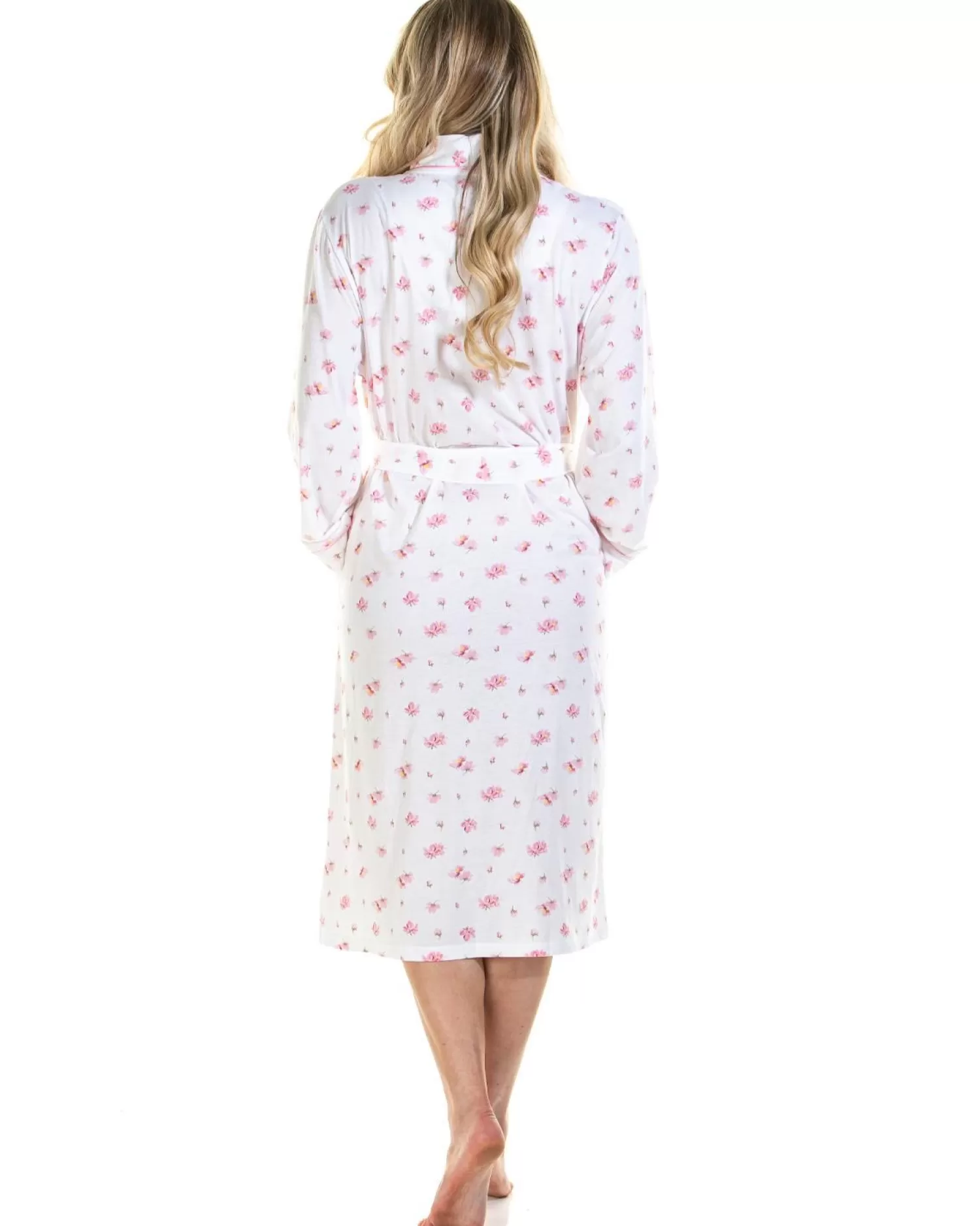 La Marquise Dressing Gowns | Pink Blush Jersey Wrap - Ivory