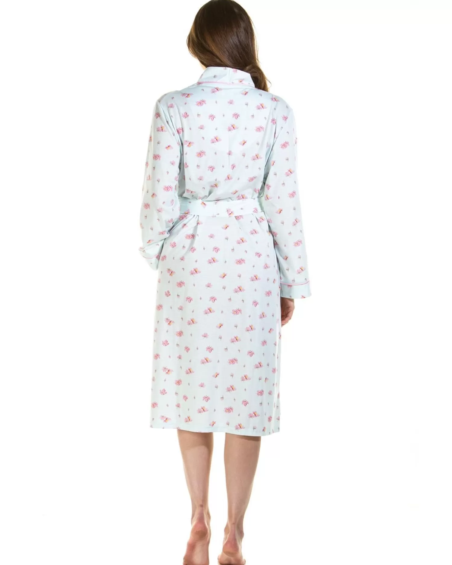 La Marquise Dressing Gowns | Pink Blush Jersey Wrap - Turquoise