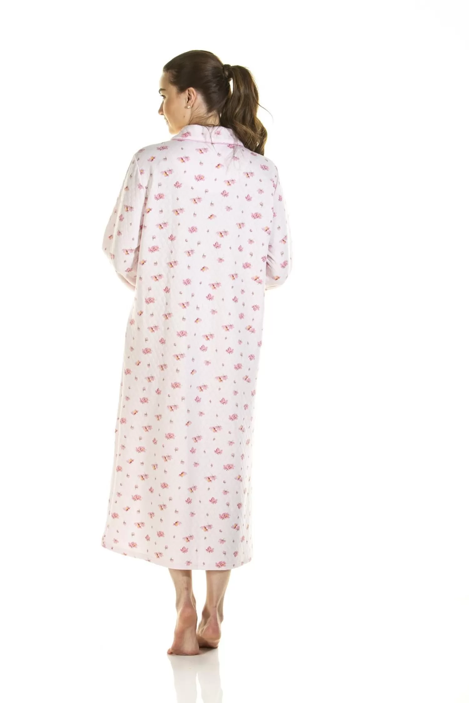 La Marquise Dressing Gowns | Pink Blush Mock Quilt Button Dressing Gown - Pink