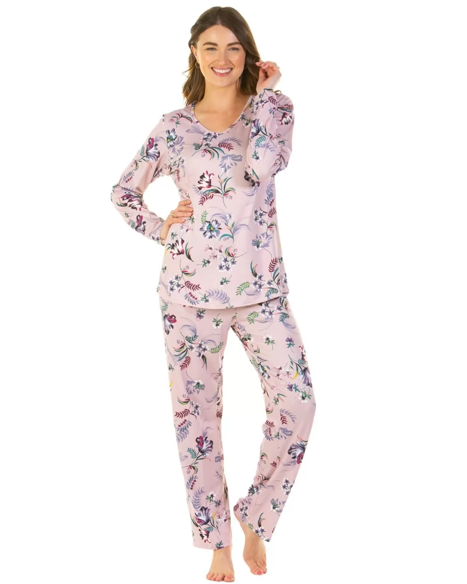 La Marquise Pyjamas | Winter Floral Long Sleeve Pyjamas - Pink