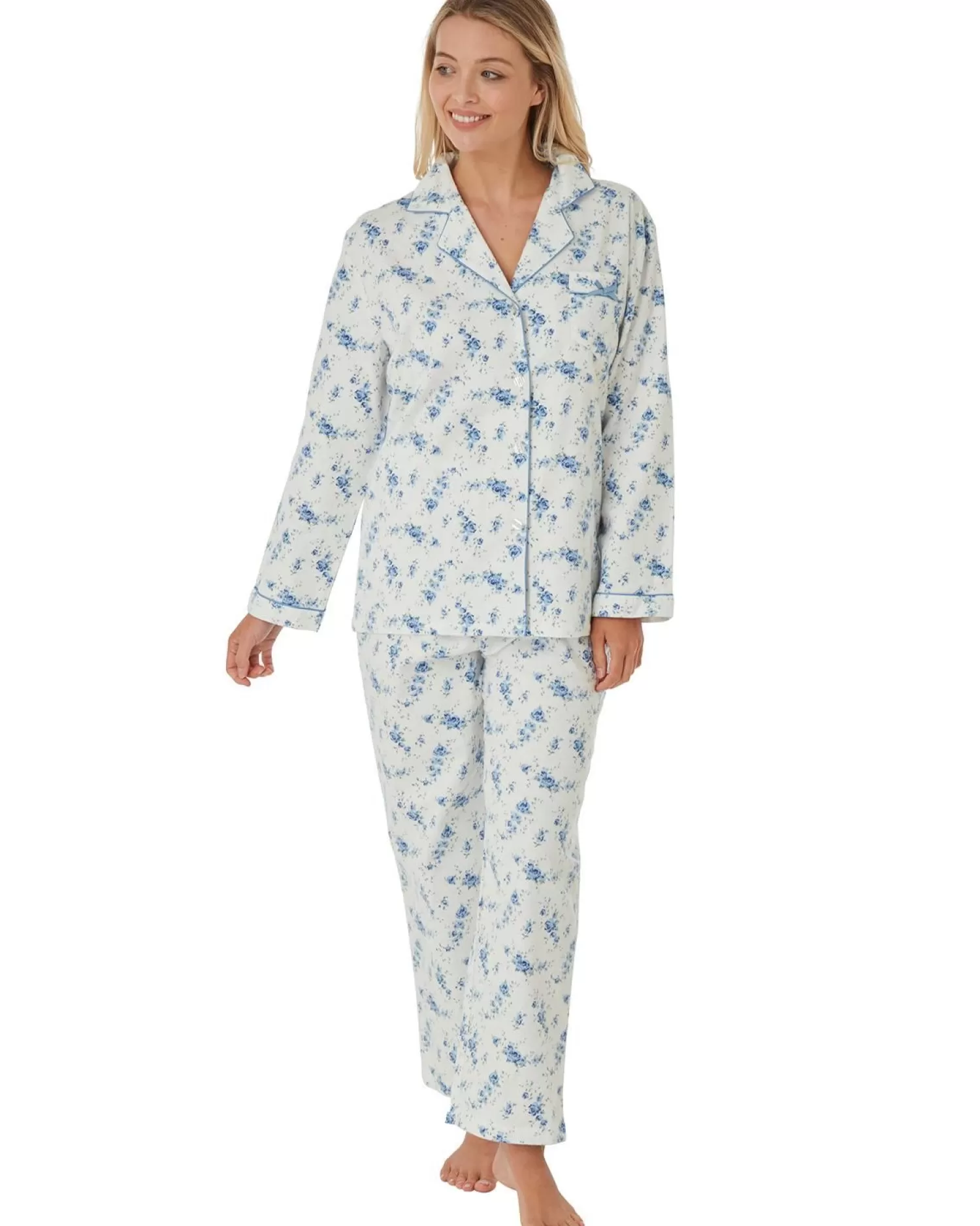 Lady Olga Pyjamas | Brushed Cotton Pyjamas - Blue