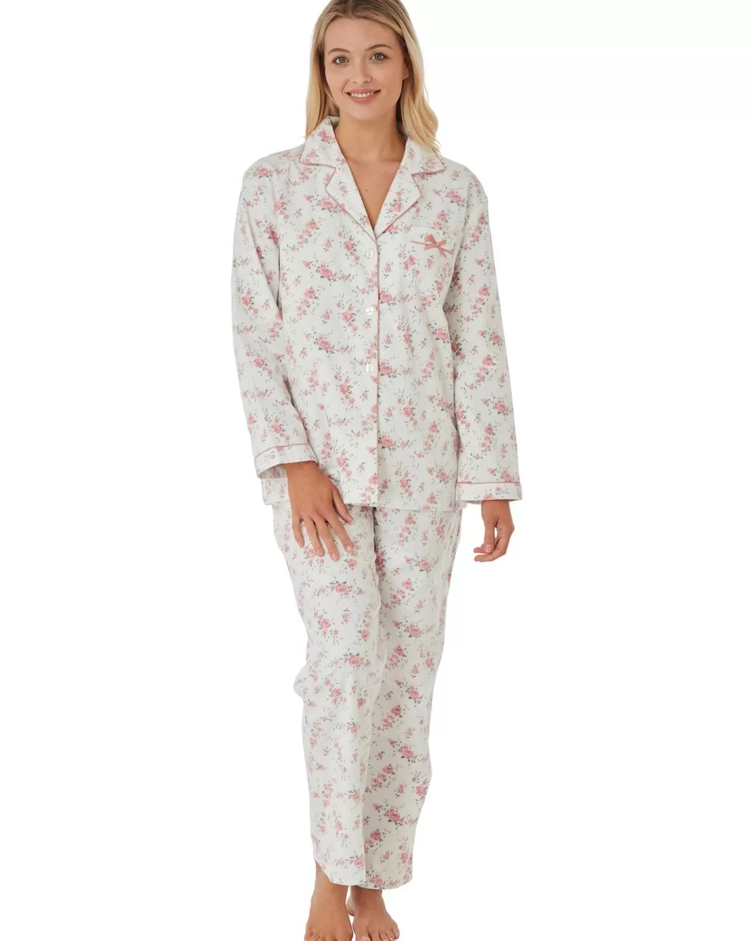 Lady Olga Pyjamas | Brushed Cotton Pyjamas - Pink