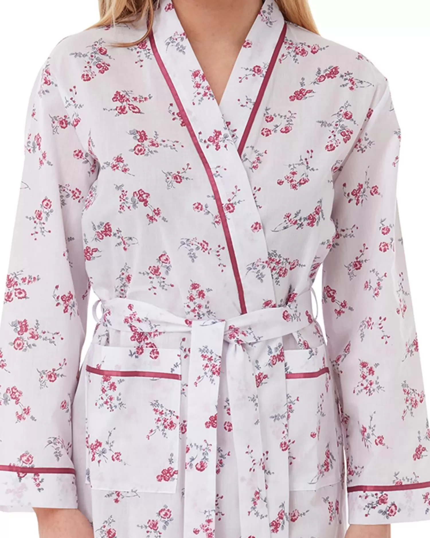 Lady Olga Dressing Gowns | Floral Woven Dressing Gown - Pink