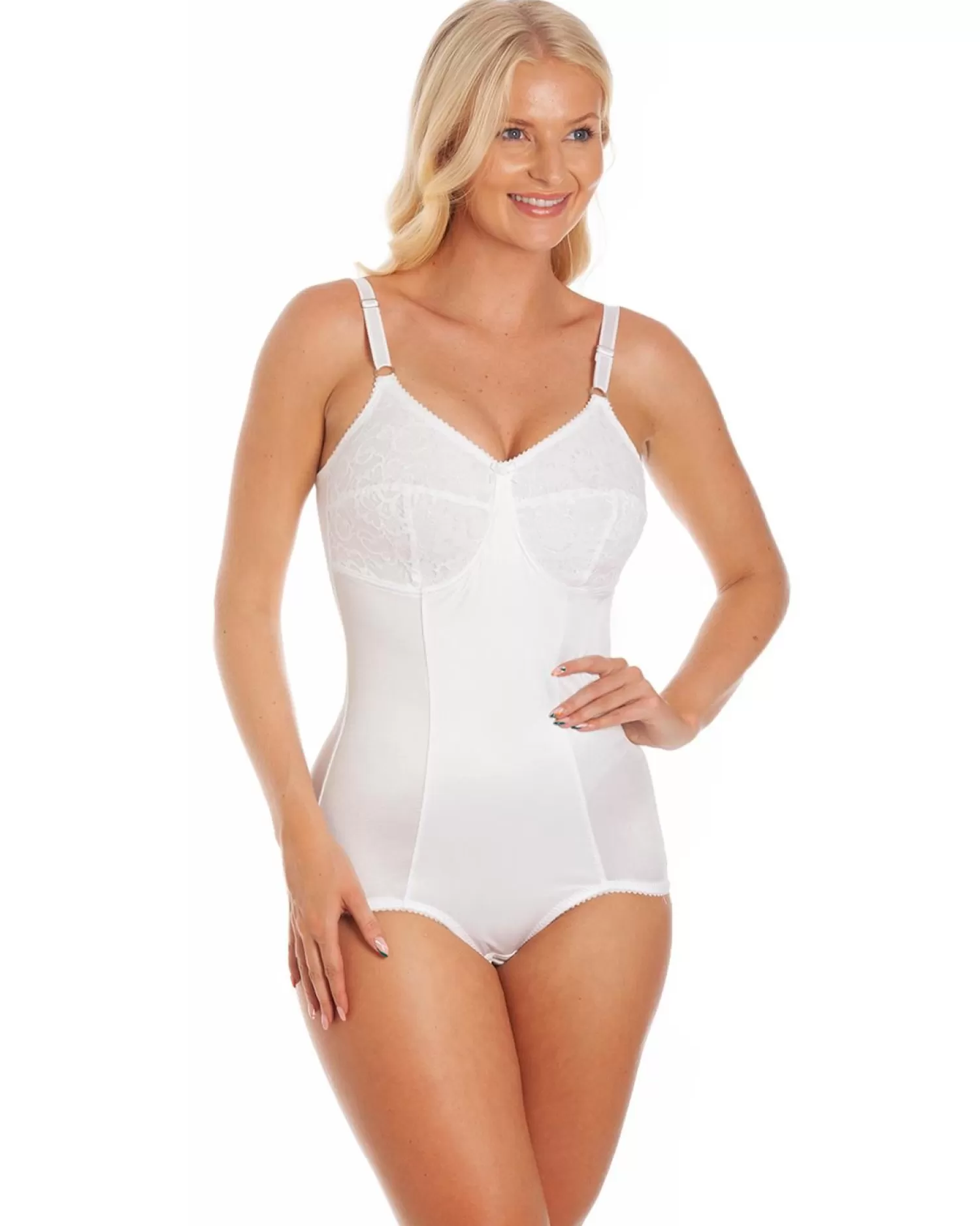 Lady Olga Shapewear | Lace Cup Control Corselette - White