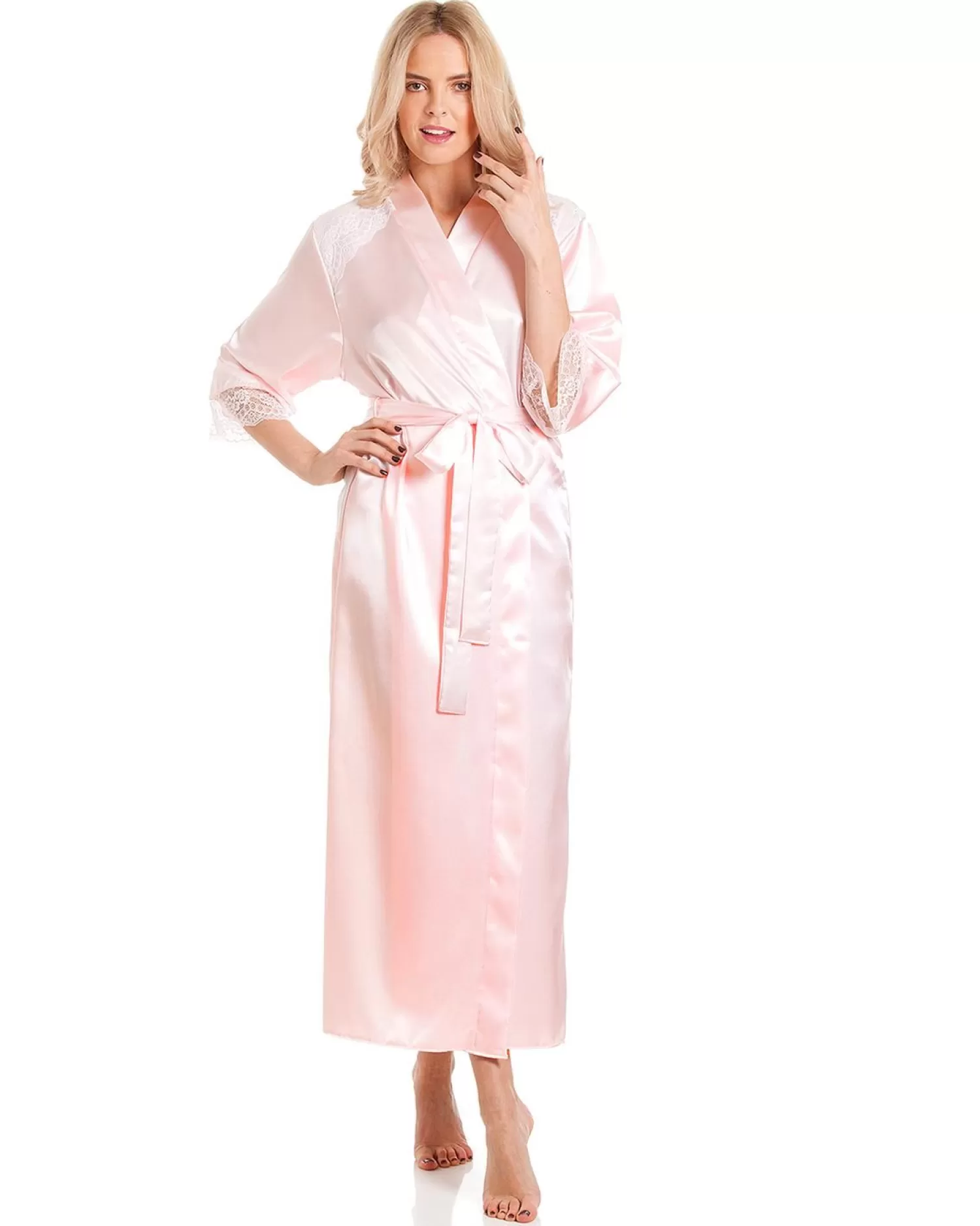 Lady Olga Dressing Gowns | Luxury Satin Dressing Gown - Pink