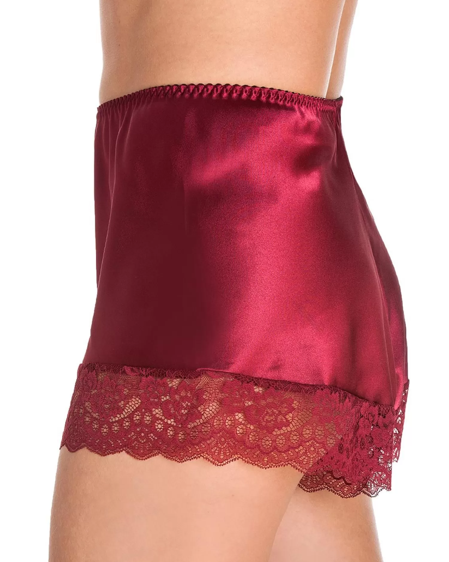 Lady Olga Pyjamas | Luxury Satin French Knickers - Claret