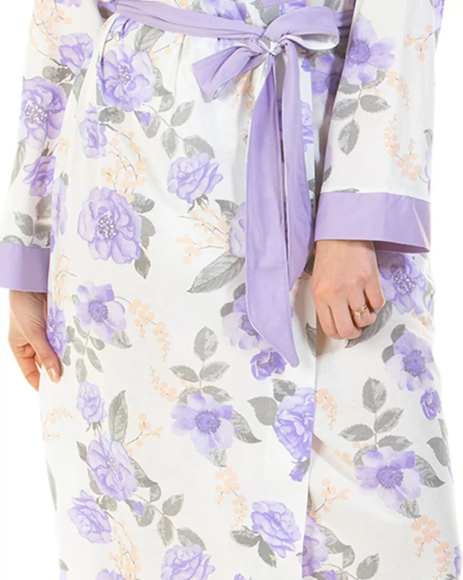 Lady Olga Dressing Gowns | Roses Jersey Robe - Lilac