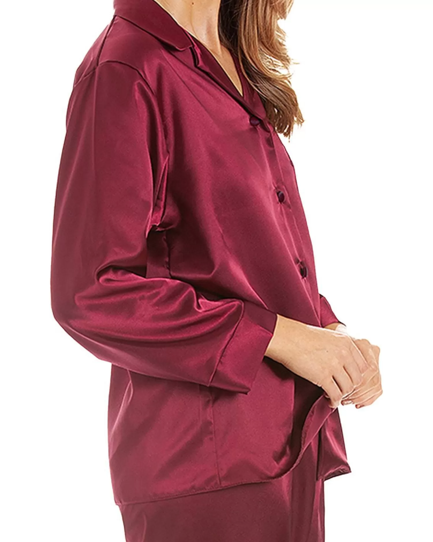 Lady Olga Pyjamas | Satin Pyjamas - Claret