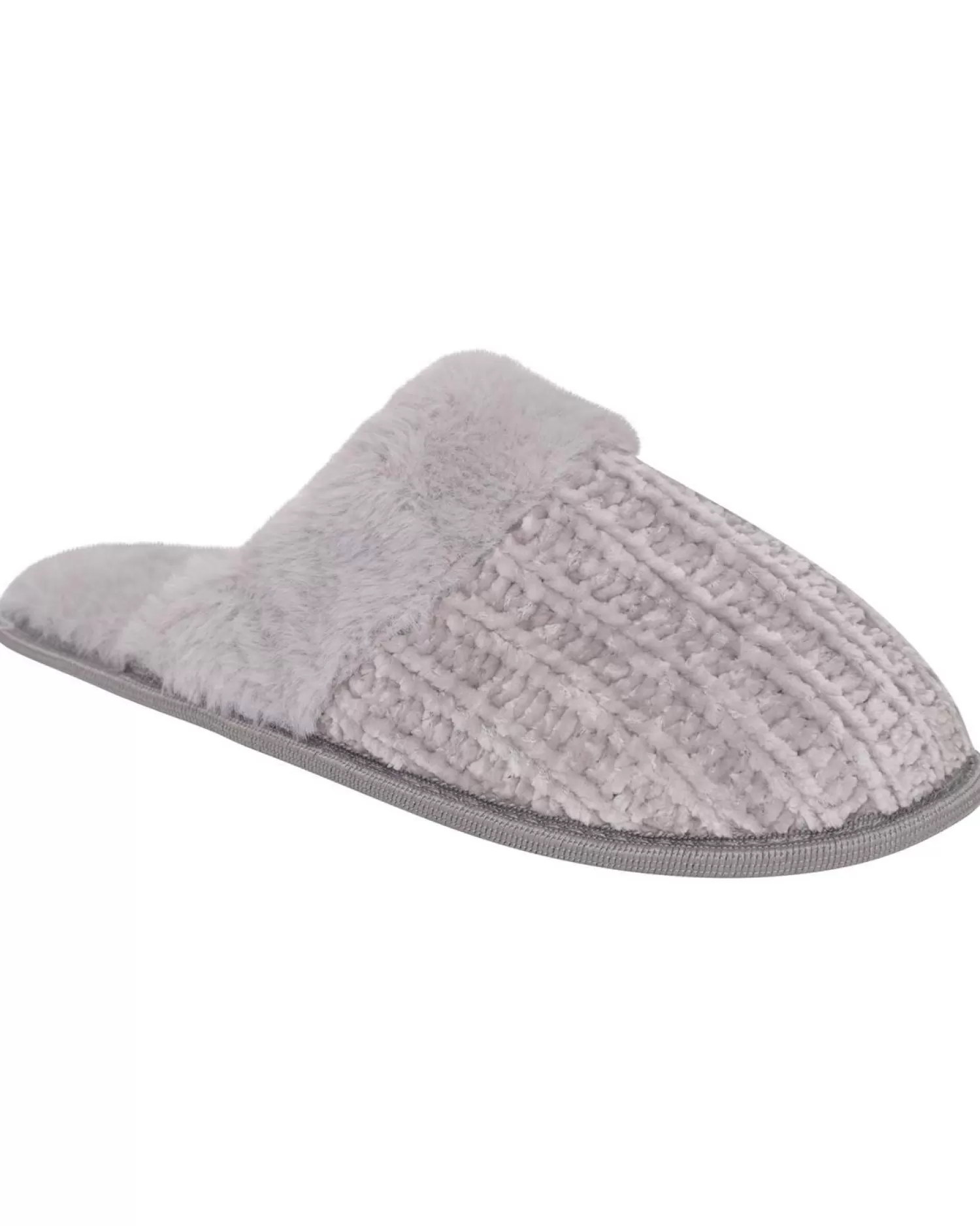 Loungeable Slippers | Chenille Knitted Slippers - Grey