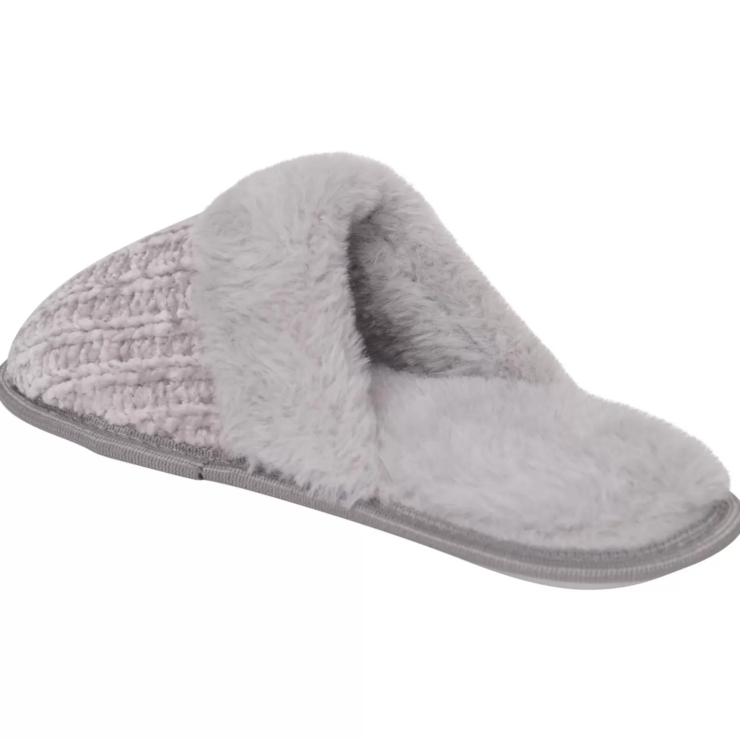 Loungeable Slippers | Chenille Knitted Slippers - Grey