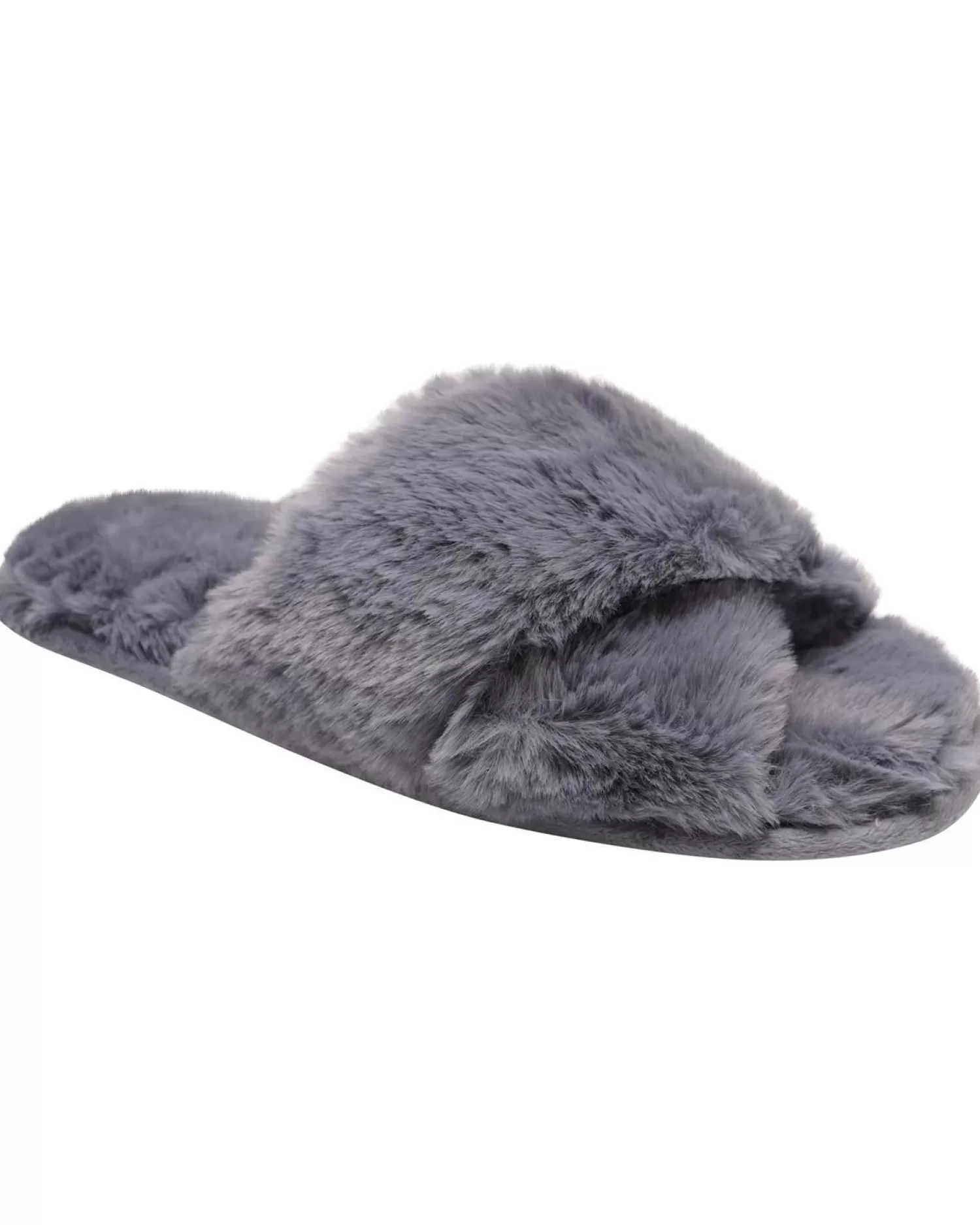 Loungeable Slippers | Fluffy Cross Slippers - Grey