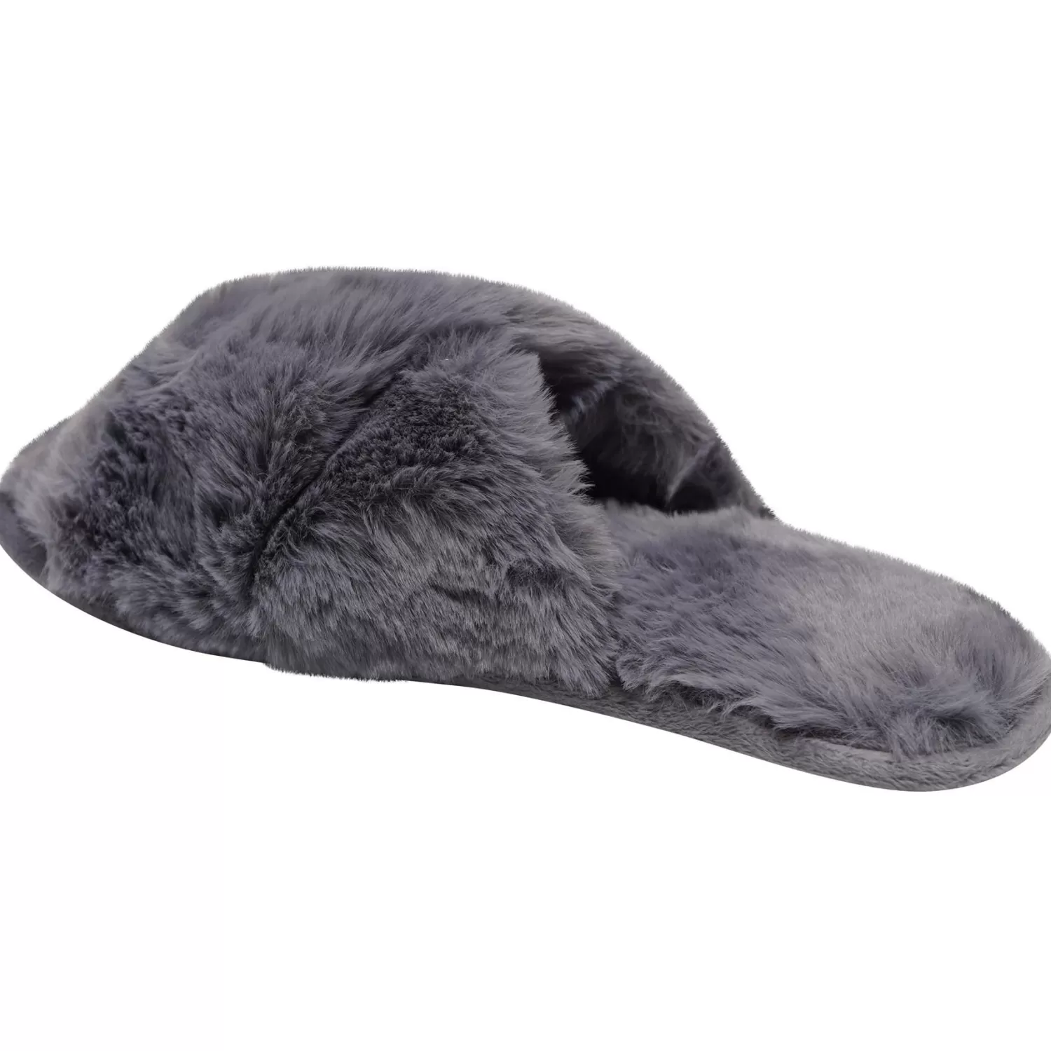 Loungeable Slippers | Fluffy Cross Slippers - Grey