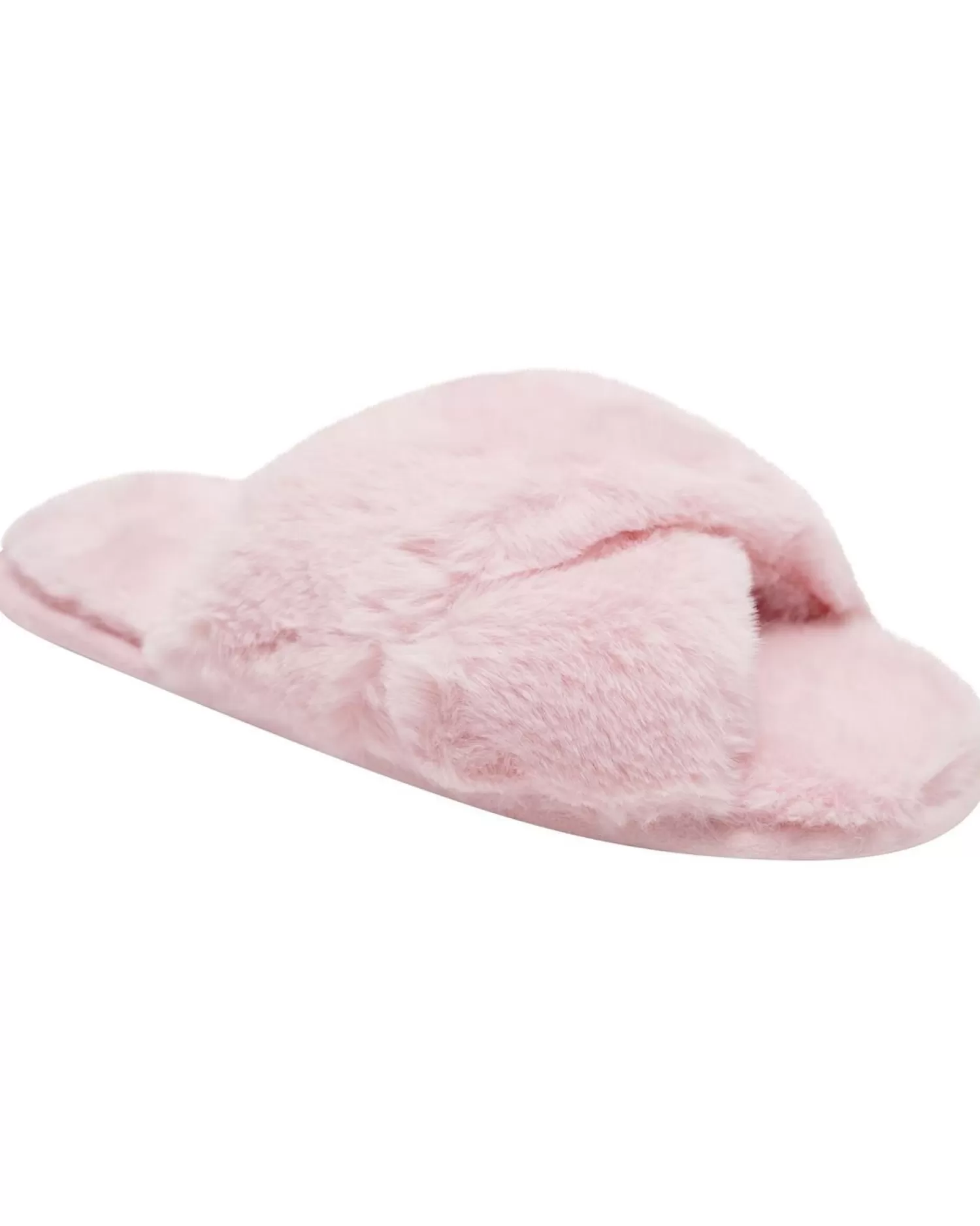 Loungeable Slippers | Fluffy Cross Slippers - Pink