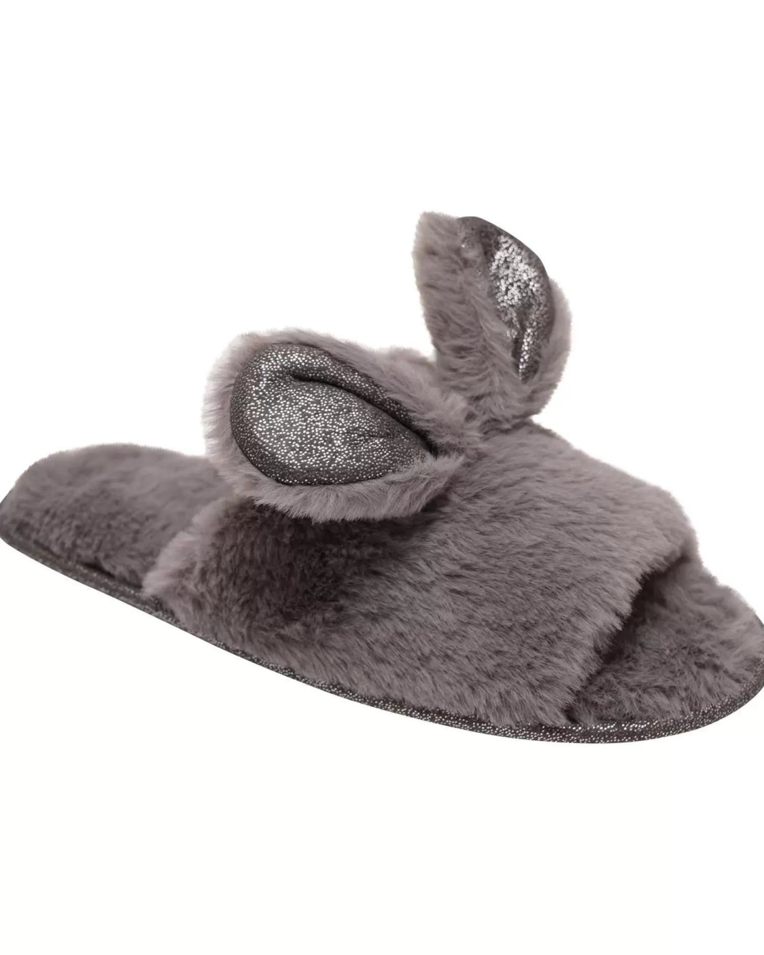 Loungeable Slippers | Fur Bunny Ear Slippers - Grey