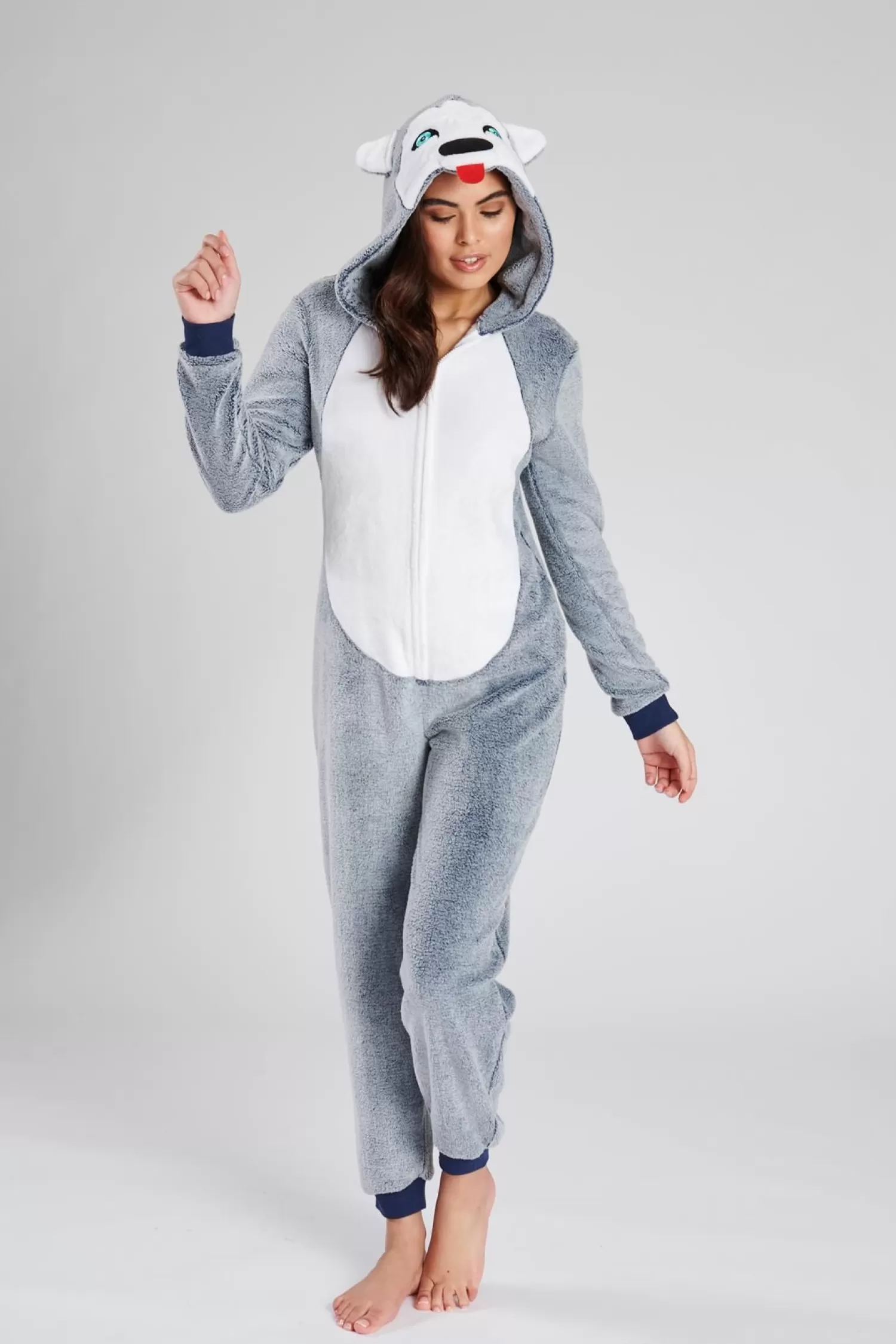 Loungeable Onesies | Grey Husky Dog Onesie