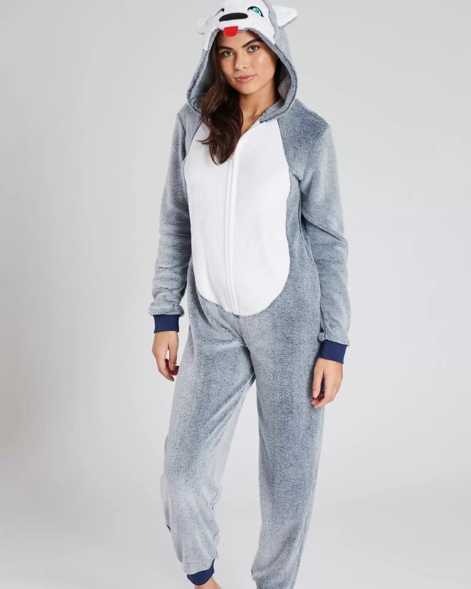 Loungeable Onesies | Grey Husky Dog Onesie