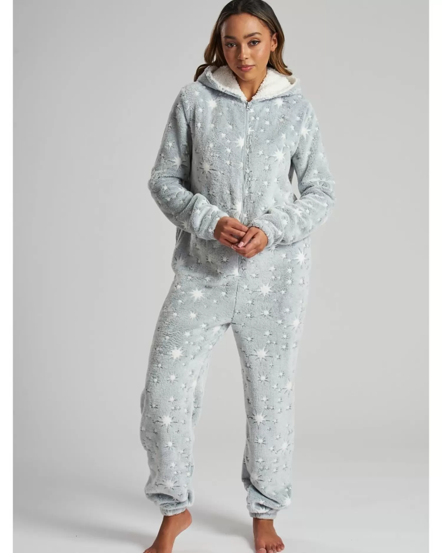 Loungeable Onesies | Grey Sparkle Star Onesie