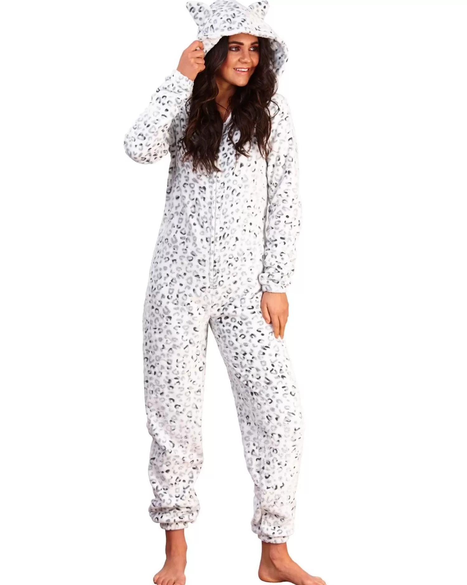 Loungeable Onesies | Leopard Print Onesie - Grey