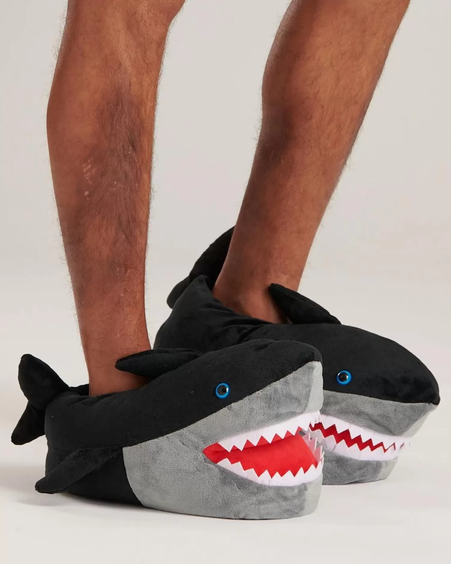 Men Loungeable Mens Black Shark Slippers