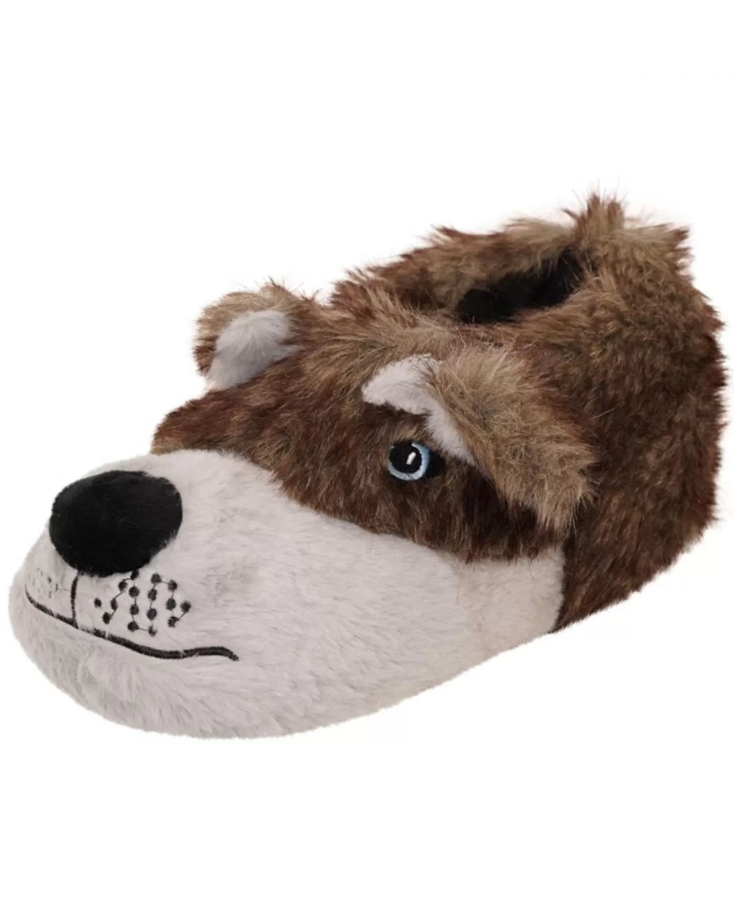 Men Loungeable Mens Brown Wolf Slippers