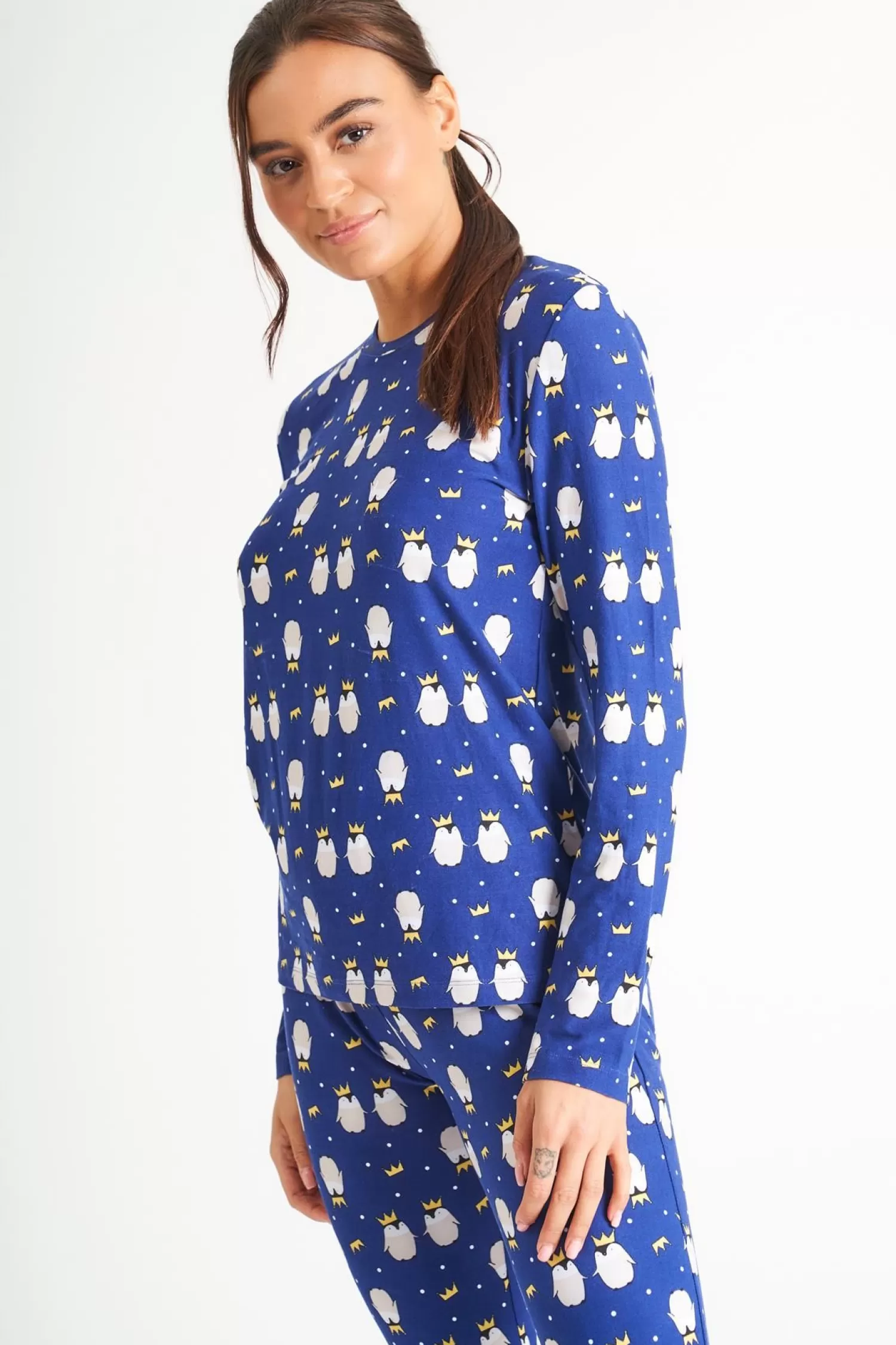 Loungeable Pyjamas | Navy Penguins Long Pyjamas