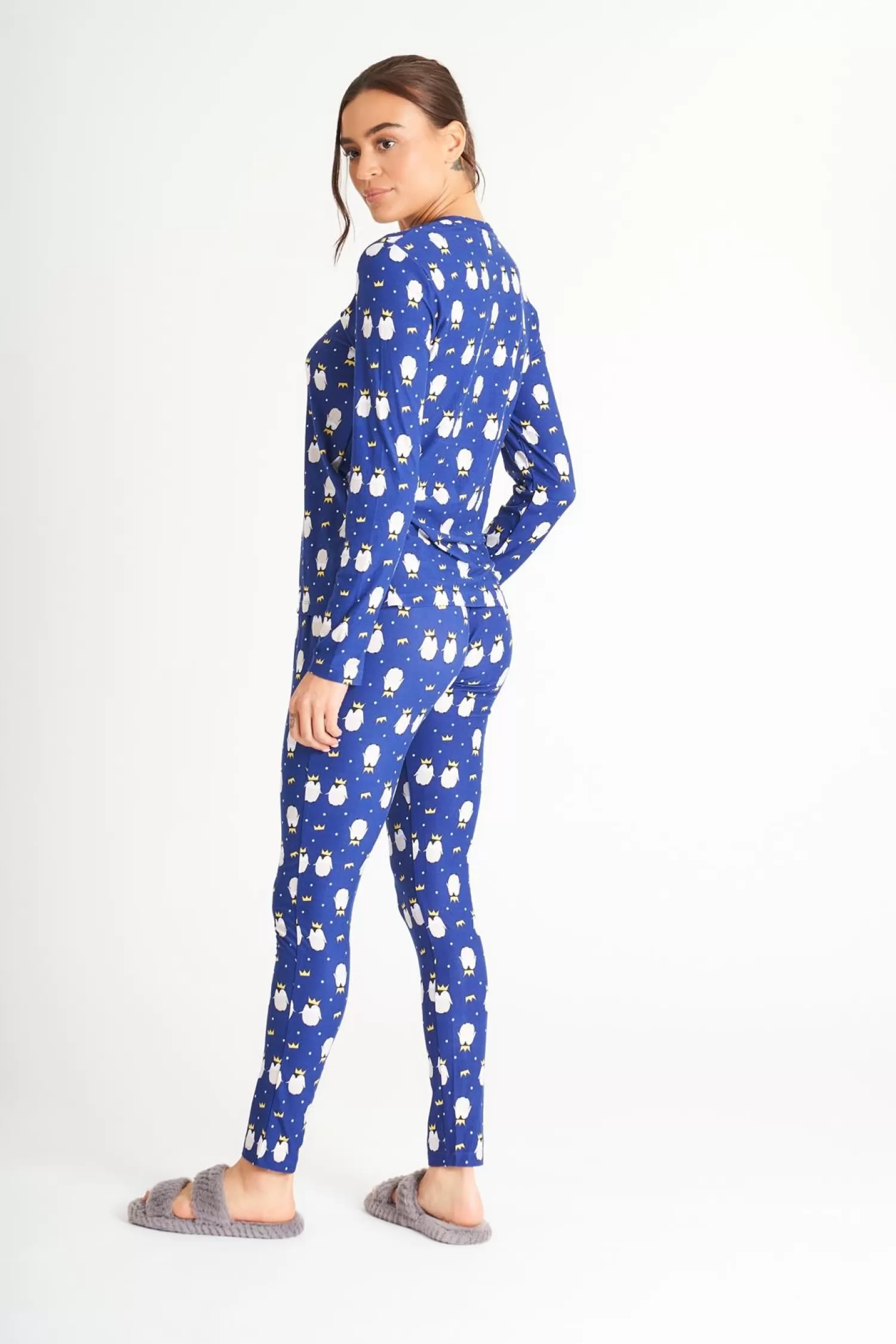 Loungeable Pyjamas | Navy Penguins Long Pyjamas