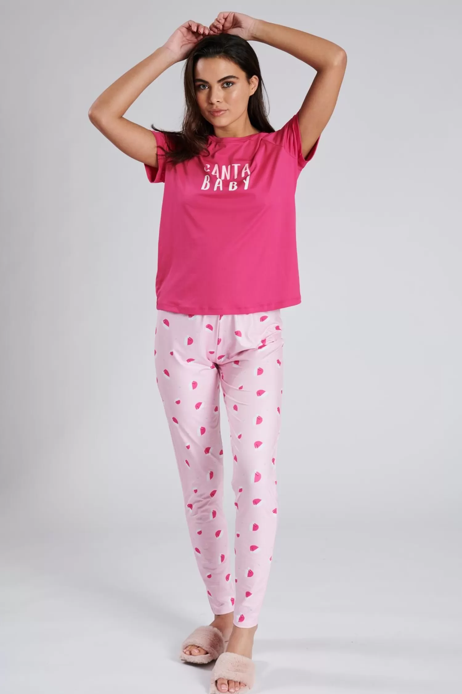 Loungeable Pyjamas | Pink Santa Baby Christmas Pyjamas