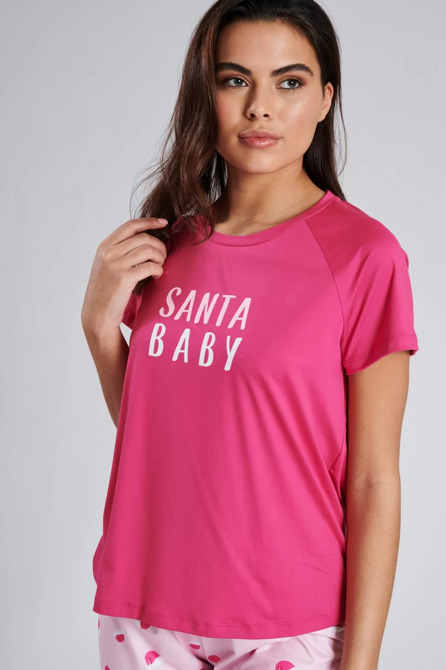 Loungeable Pyjamas | Pink Santa Baby Christmas Pyjamas