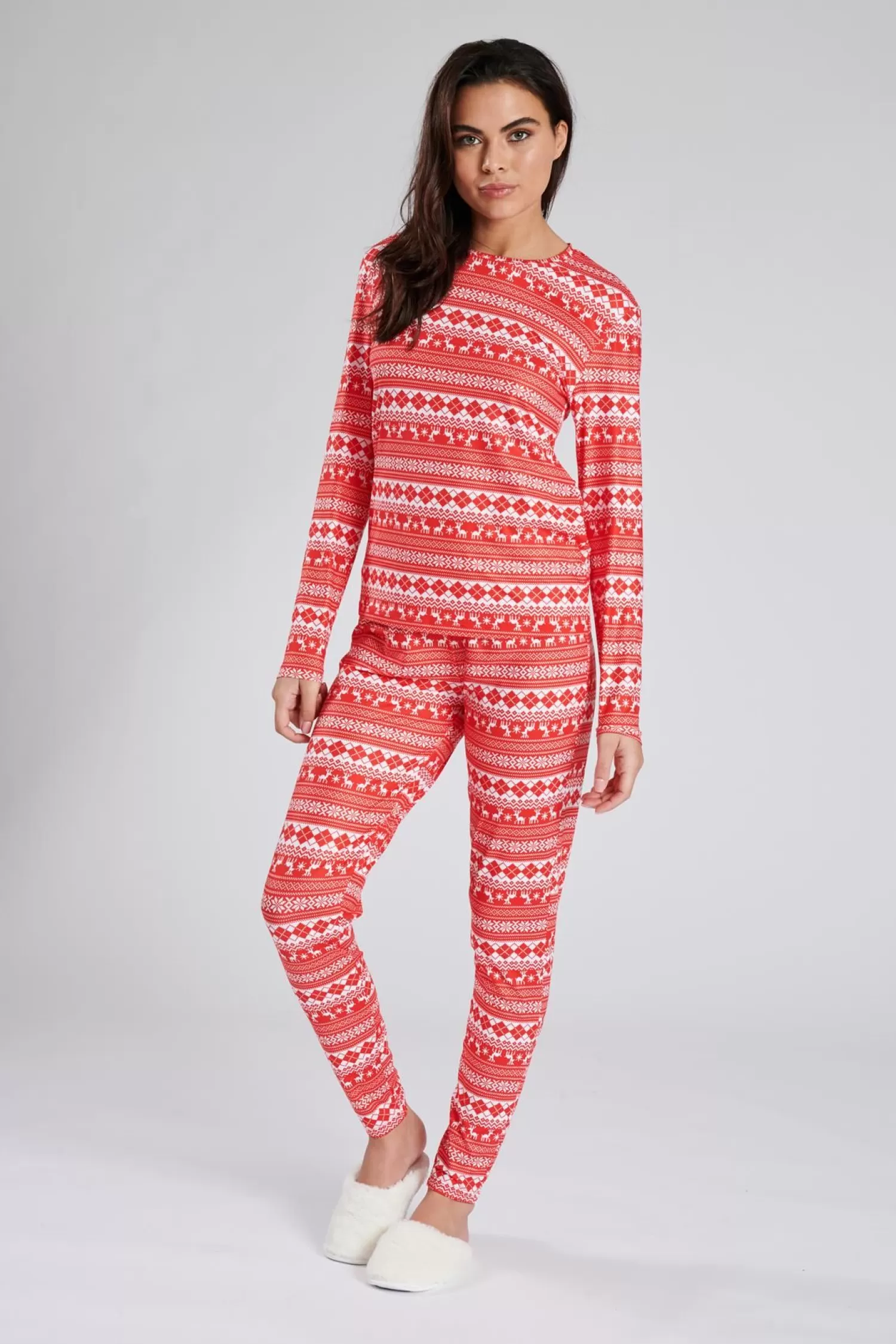 Loungeable Pyjamas | Red Fairisle Print Christmas Pyjamas