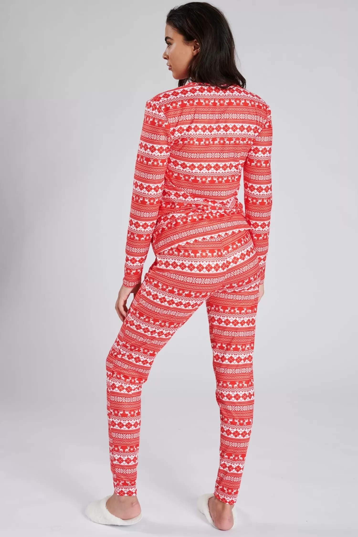 Loungeable Pyjamas | Red Fairisle Print Christmas Pyjamas