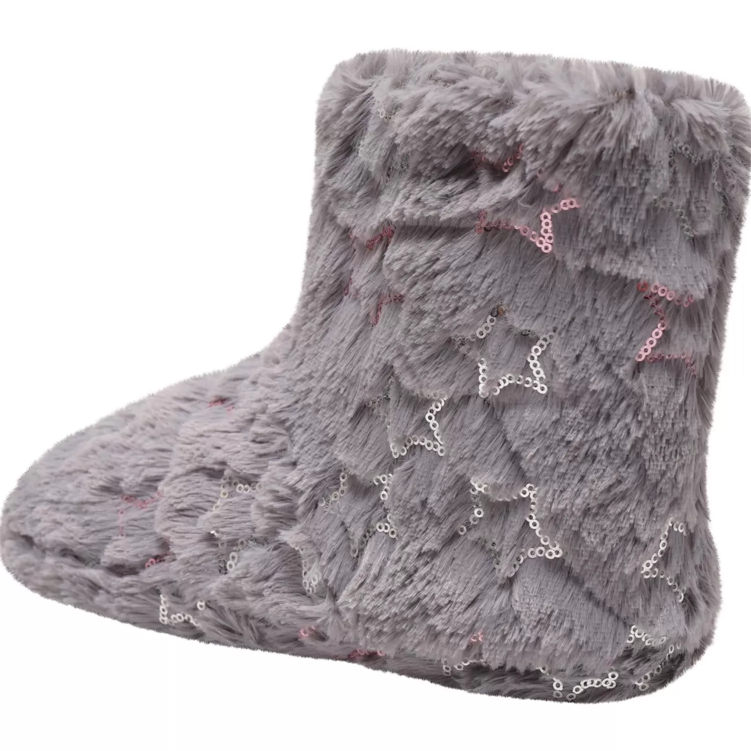 Loungeable Slippers | Sequin Star Bootie Slippers - Grey