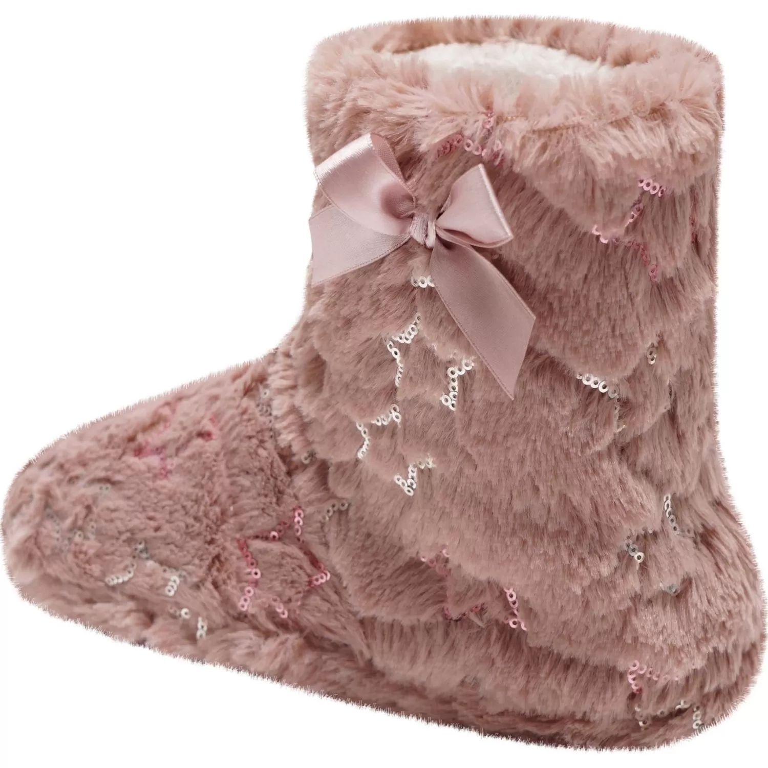 Loungeable Slippers | Sequin Star Bootie Slippers - Pink