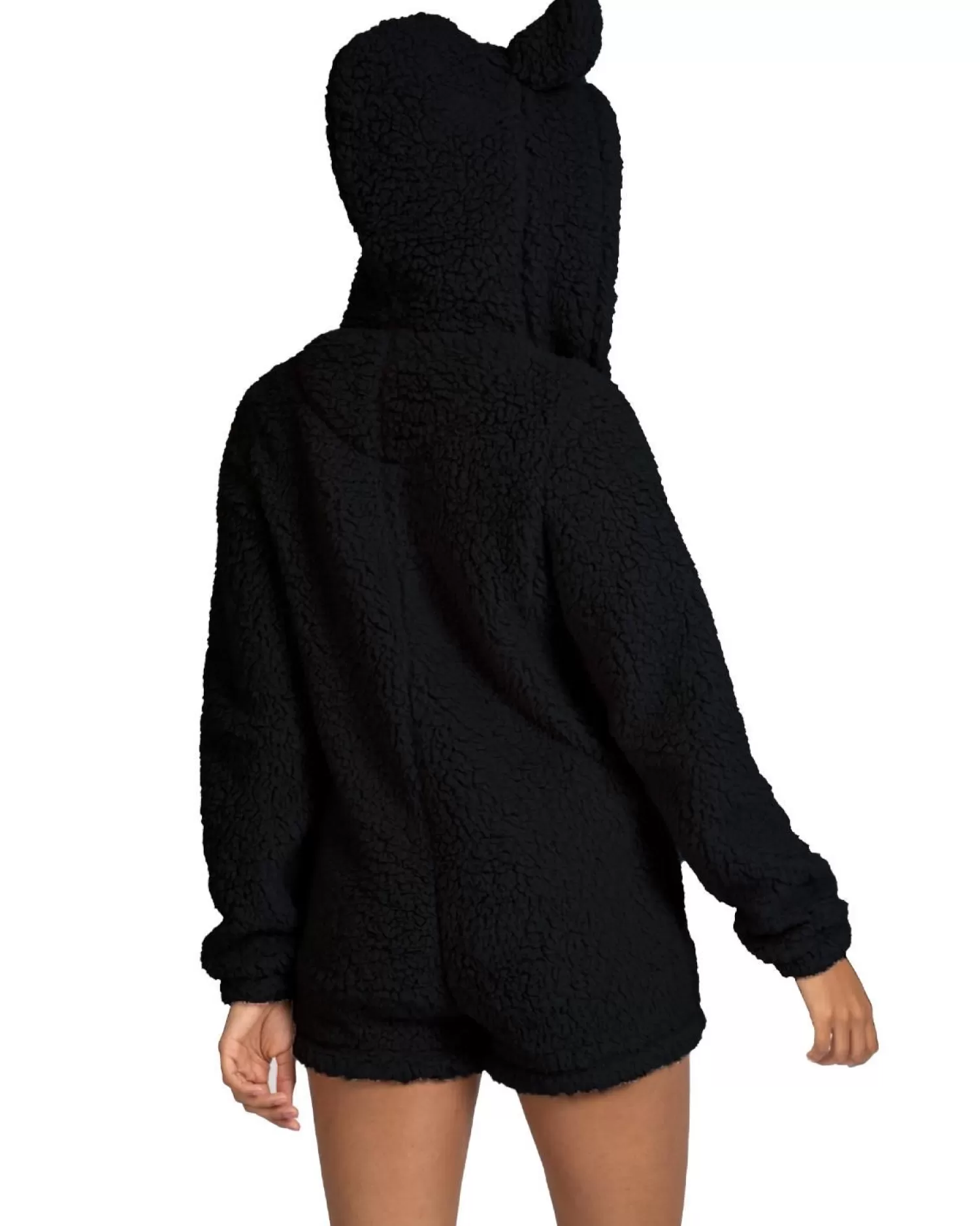 Loungeable Onesies | Sherpa Teddy Romper - Black