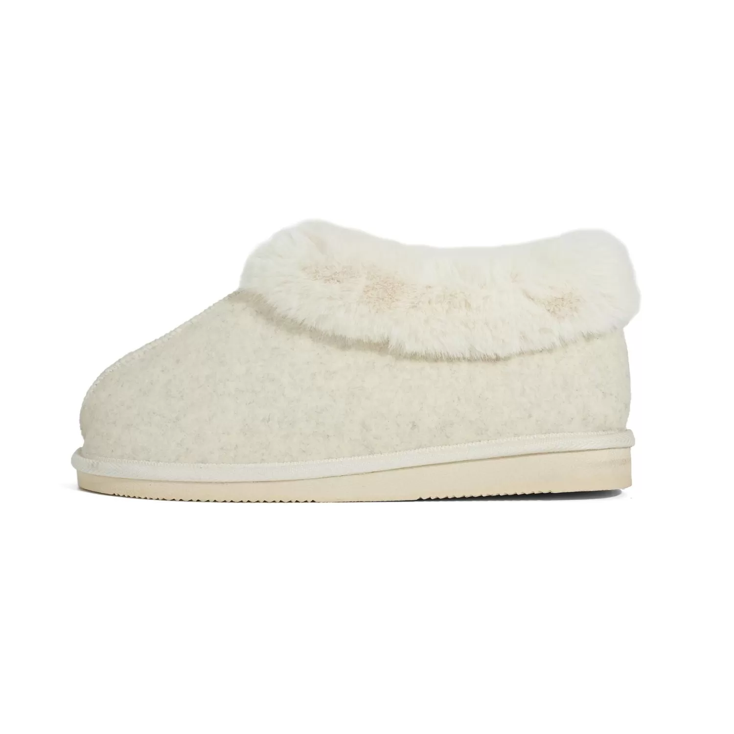 Loungeable Slippers | Womens Faux Fur Ankle Bootie Slippers - Cream