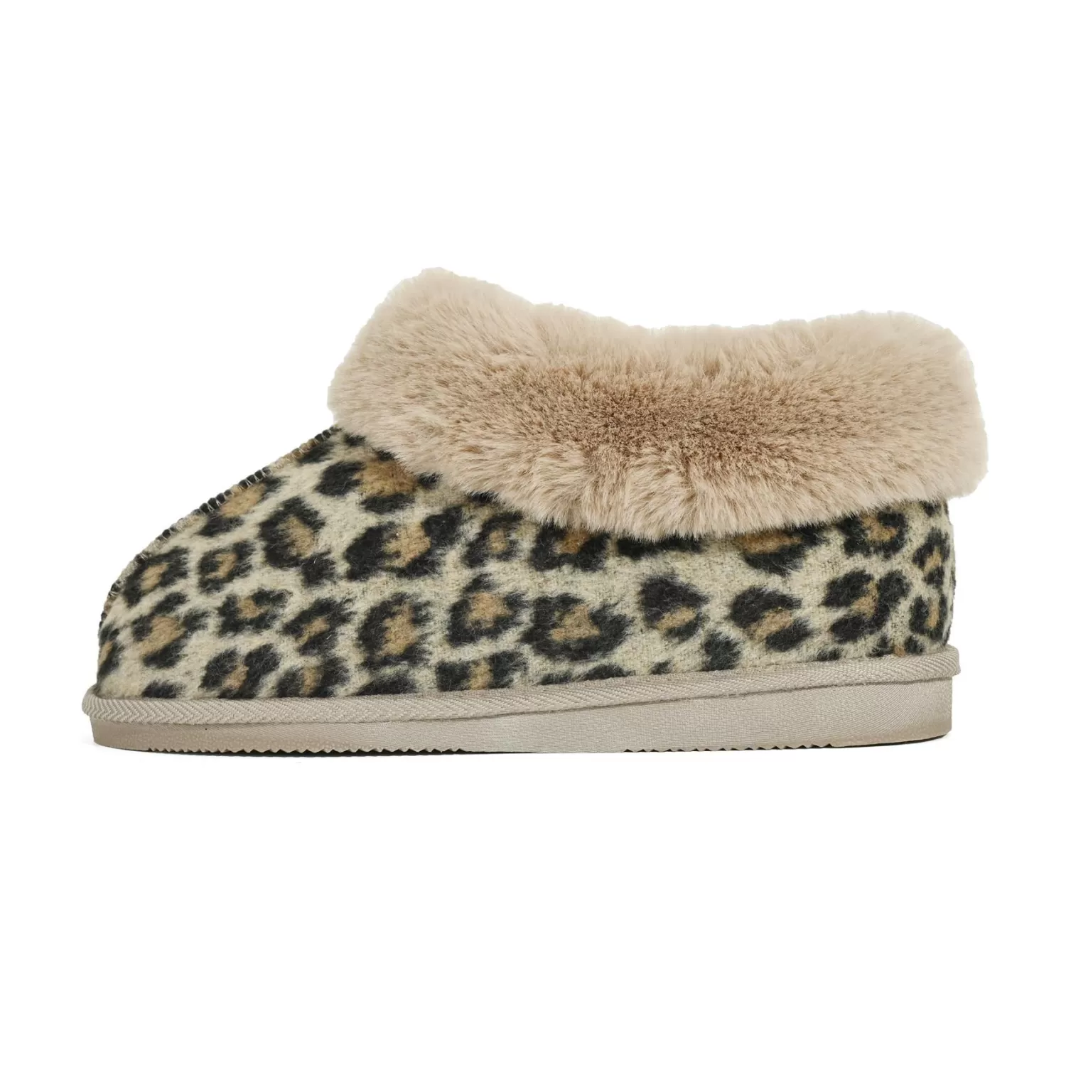 Loungeable Slippers | Womens Faux Fur Ankle Bootie Slippers - Leopard Print