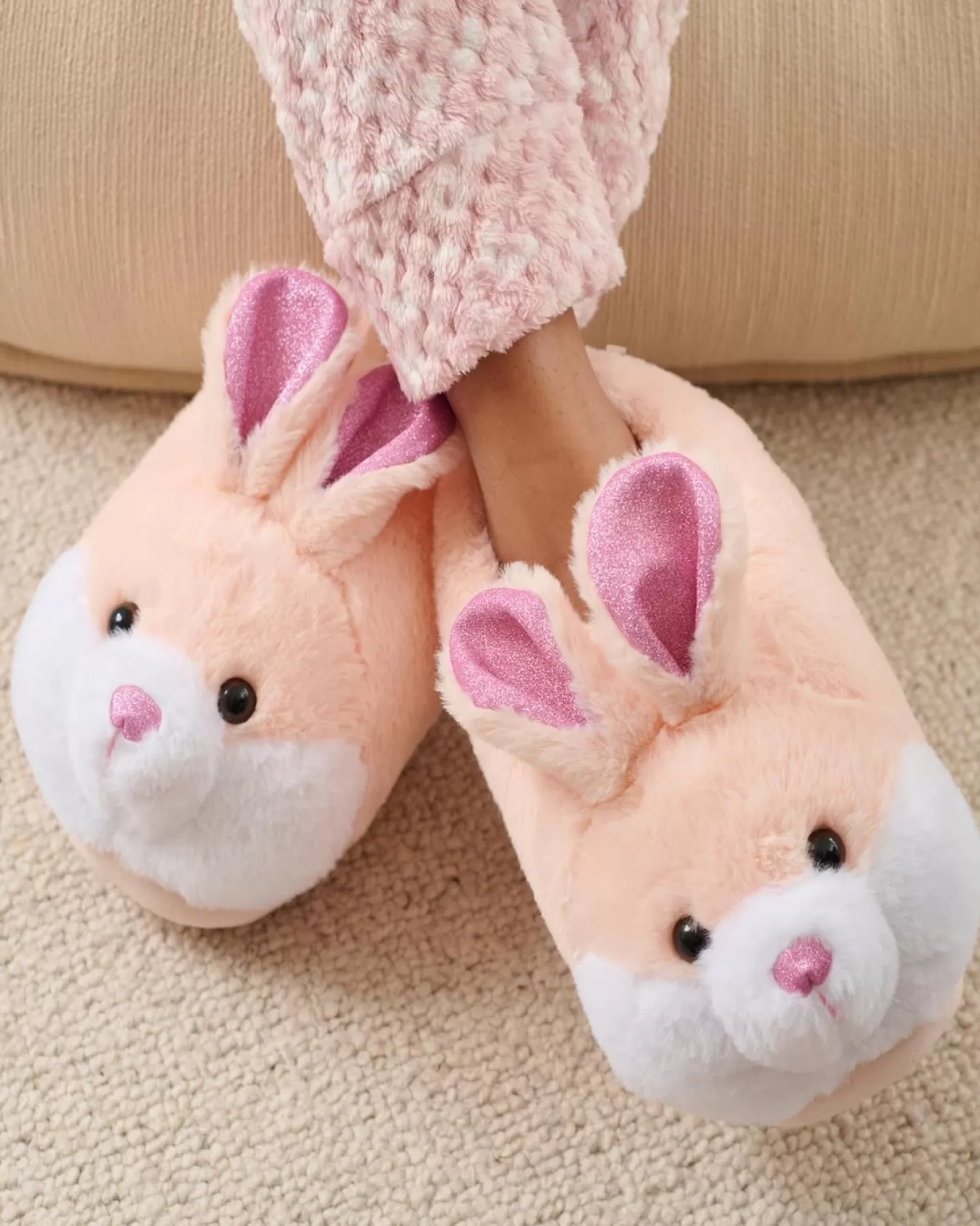 Loungeable Slippers | Womens Pink Bunny Slippers