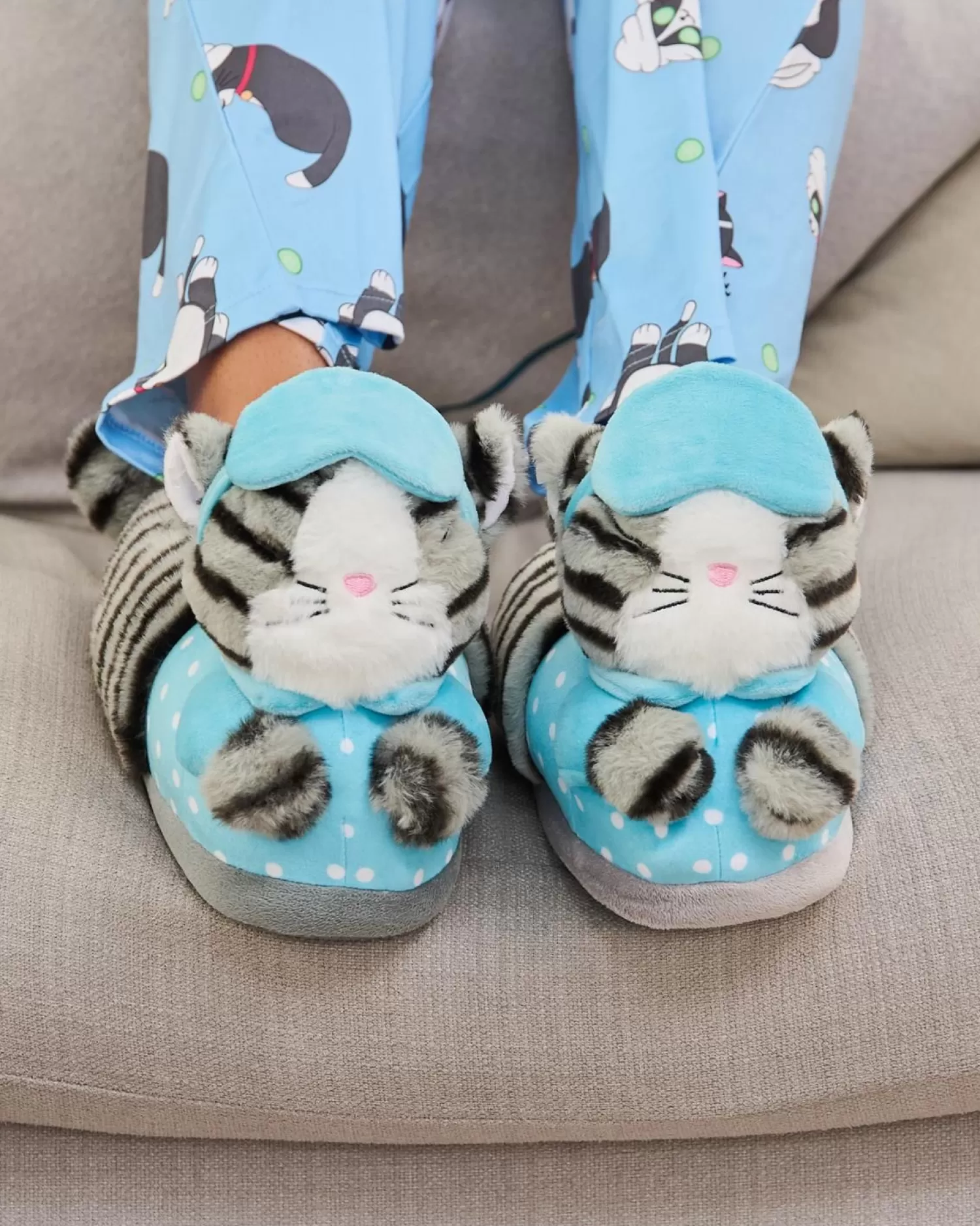 Loungeable Slippers | Womens Sleeping Cat Slippers