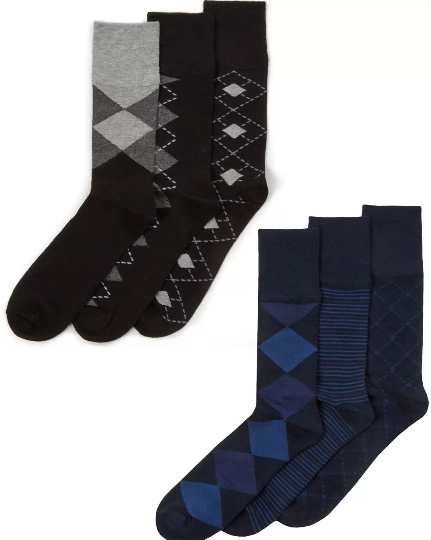 Men PandaStick Mens 6 Pack Comfort Fit Bamboo Socks - Argyle