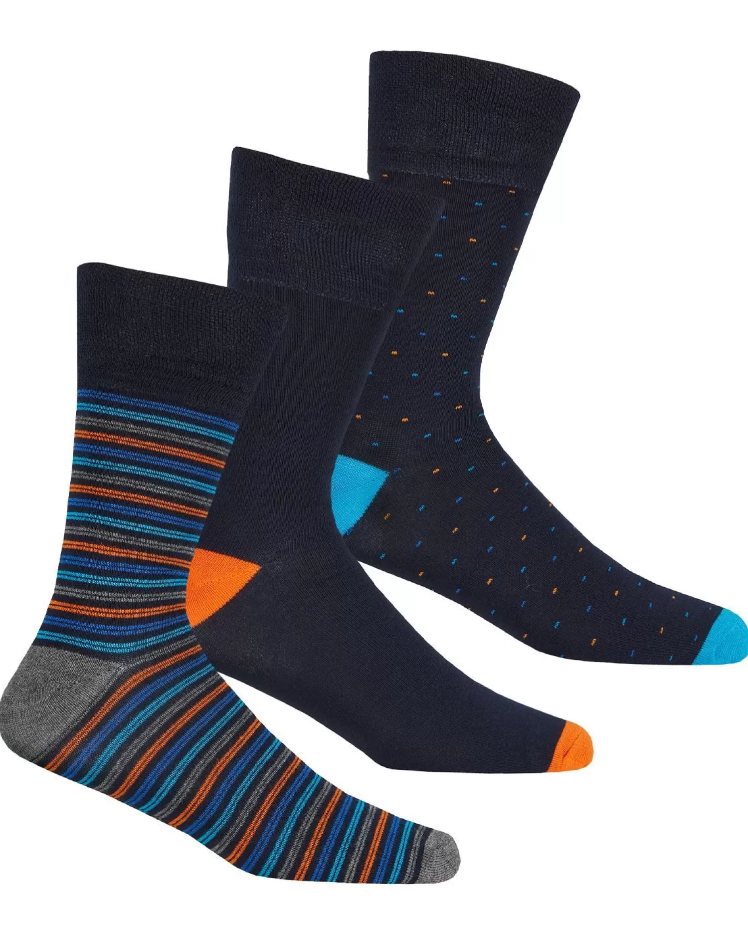 Men PandaStick Mens 6 Pack Comfort Fit Bamboo Socks - Stripe Mix