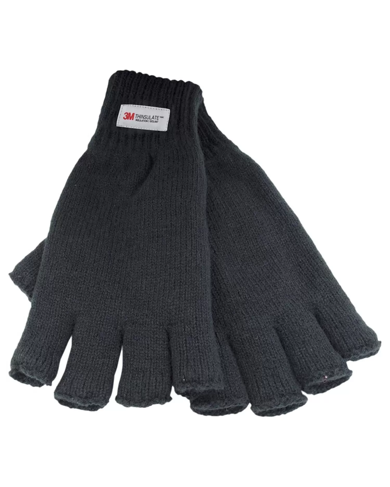 Men * Mens Black Knitted Thinsulate Fingerless Gloves