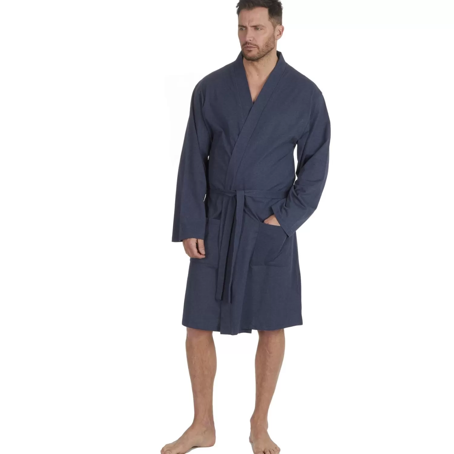 Men Cargo Bay Mens Jersey Lightweight Dressing Gown - Denim