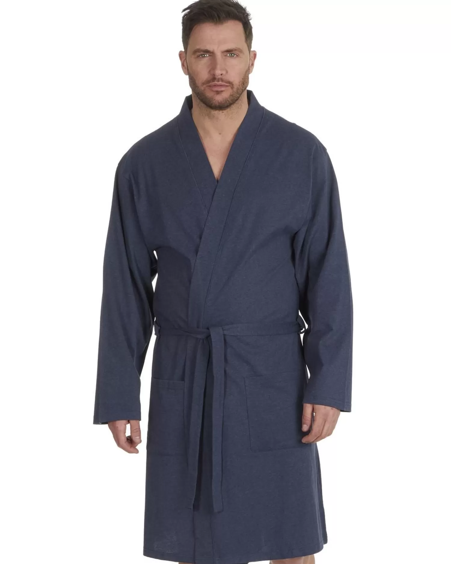 Men Cargo Bay Mens Jersey Lightweight Dressing Gown - Denim