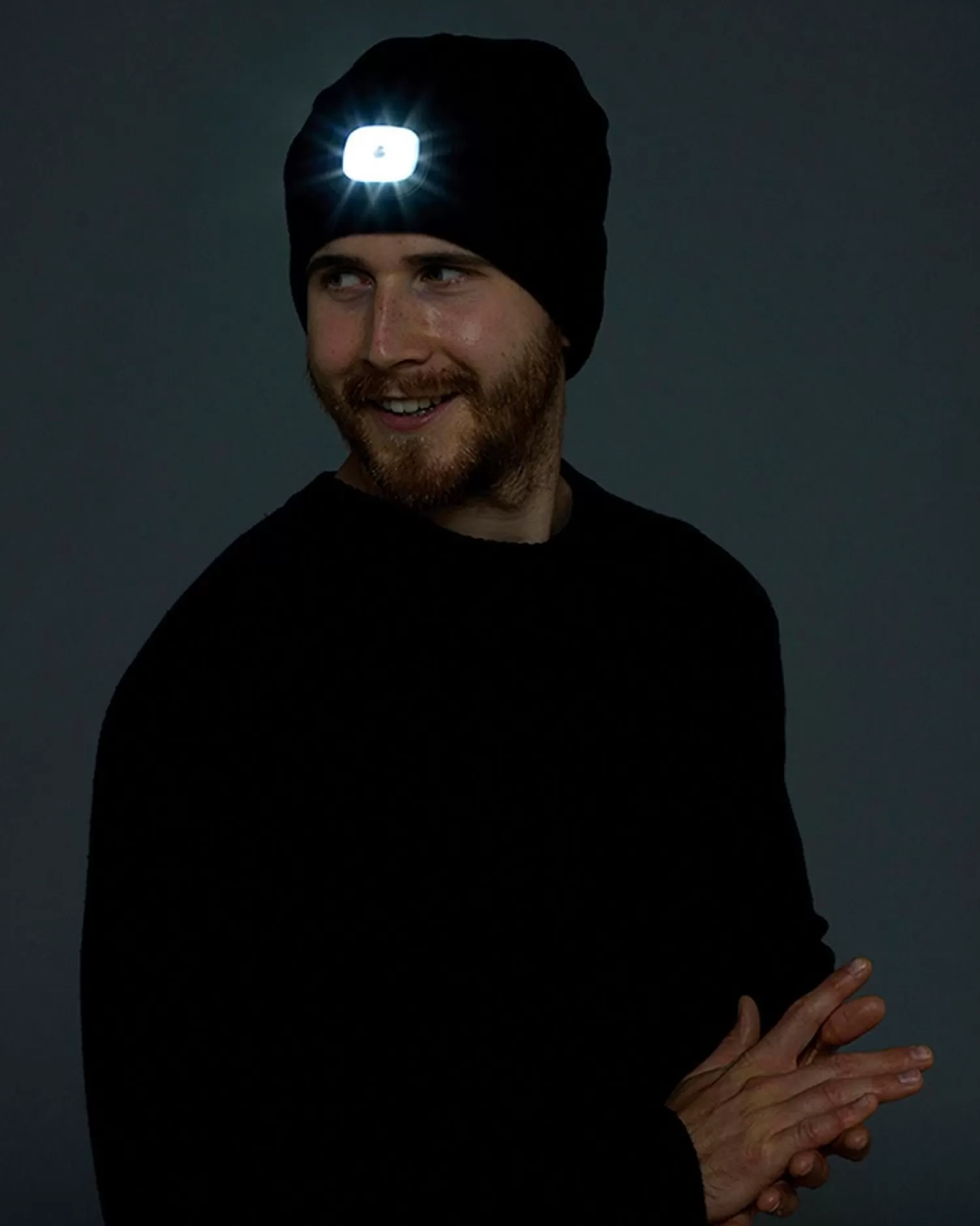 Men Storm Ridge Mens Led Light Beanie Hat - Black