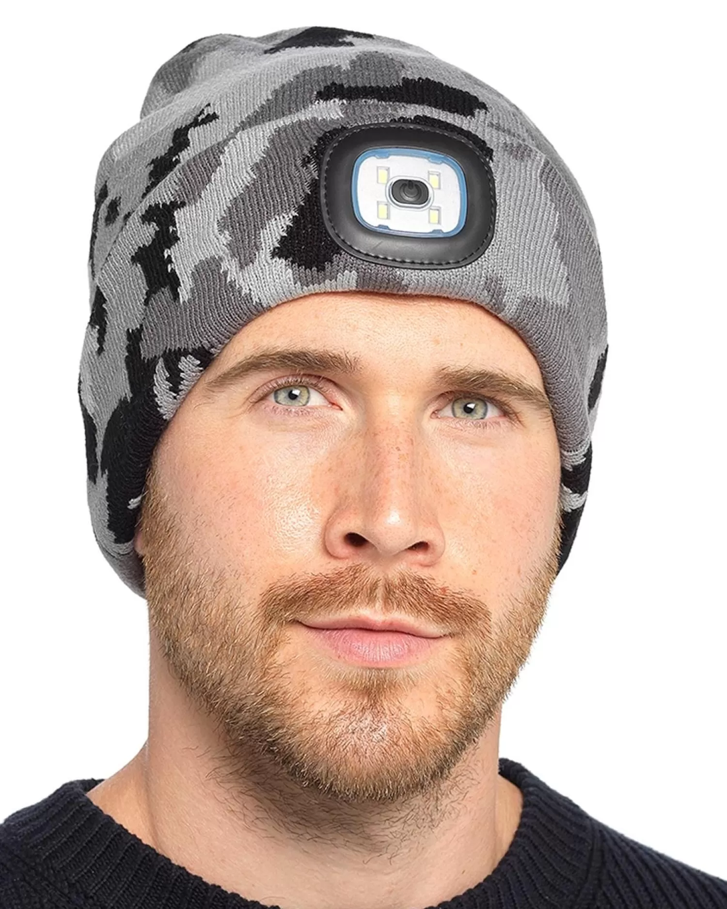 Men Storm Ridge Mens Led Light Camo Beanie Hat - Grey