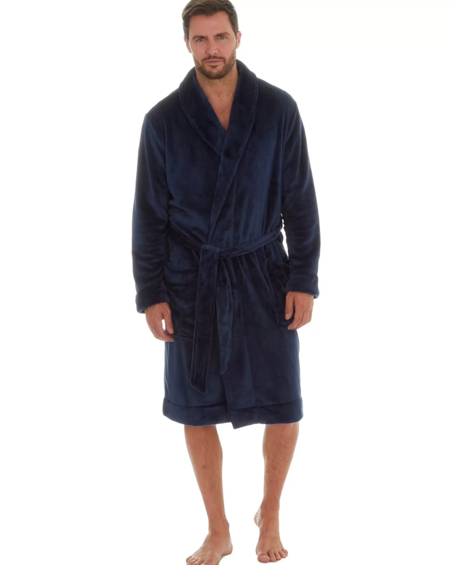 Men * Mens Long Sleeve Plush Robe - Blue