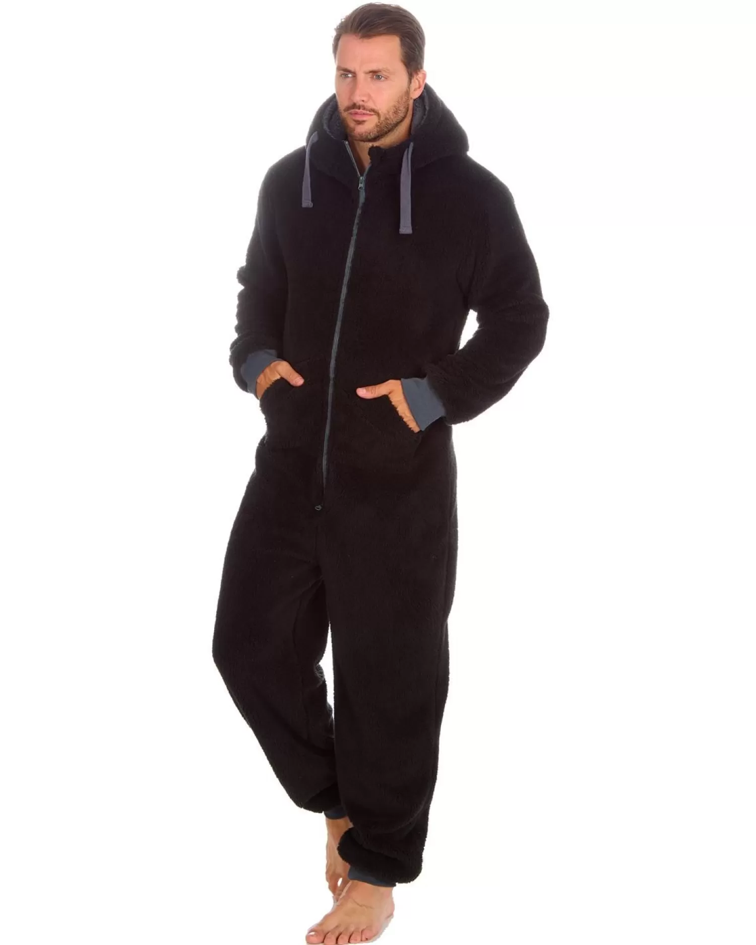 Men * Mens Snuggle Fleece Onesie - Black