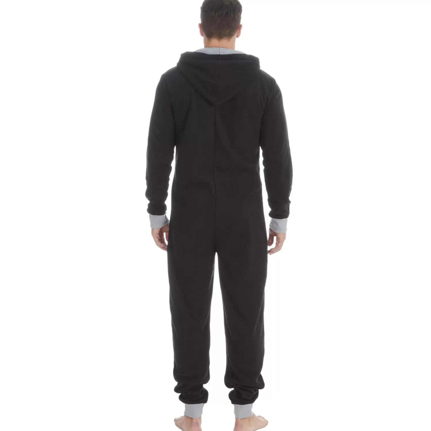 Men * Mens Varsity Fleece Hooded Onesie - Black