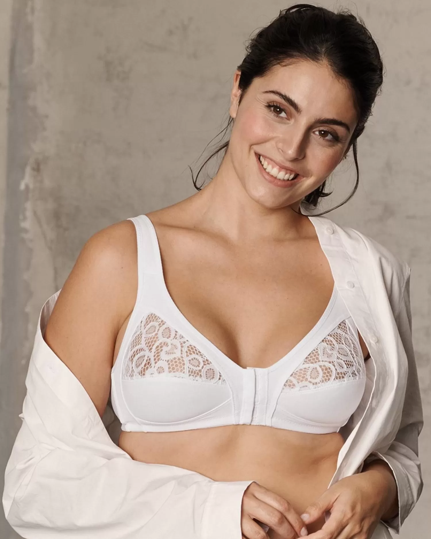 Naturana Bras | Front Fastening Soft Cup Bra - White