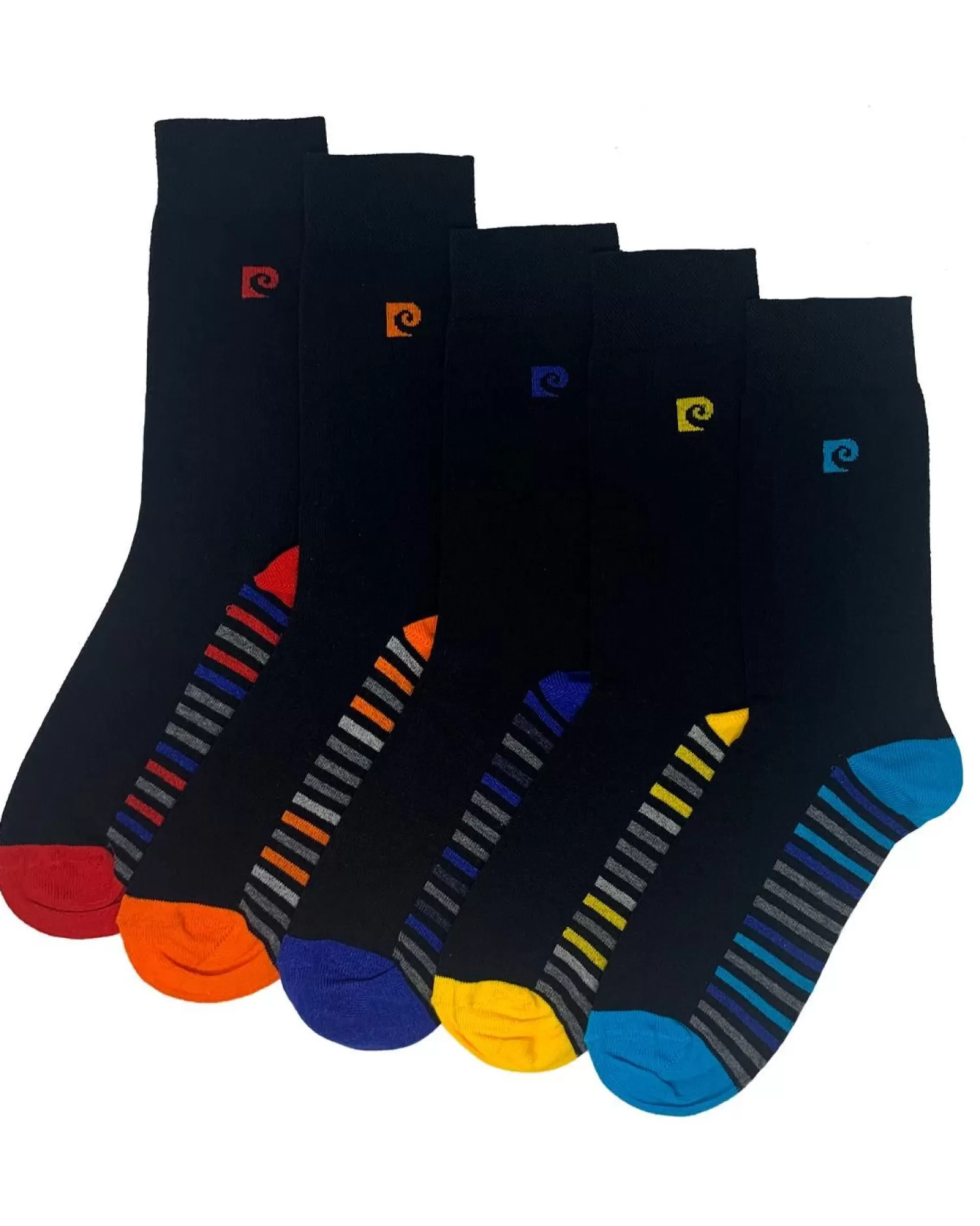 Men Pierre Cardin Mens 5 Pack Dress Socks - Black Stripe